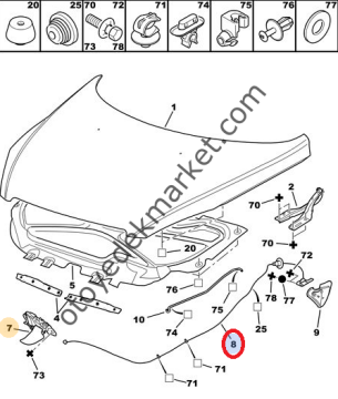 Peugeot 307 (2001-2005) Ön Kaput Açma Teli (İthal)
