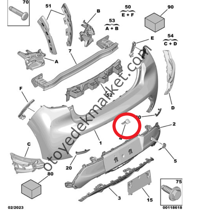 Peugeot 208 (2020-2023) Arka Tampon Kamera Bağlantı Ayağı (Orijinal)