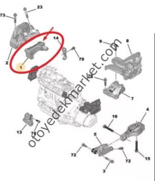 Citroen C-Elysee (2012-2018) 1.6 Hdi Sağ Motor Kulak Mesnedi (Orijinal)
