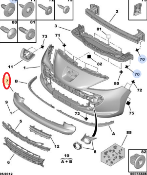 PEUGEOT 207 (2006-2009) SİSLİ ÖN TAMPON KUŞAĞI (ORİJİNAL)