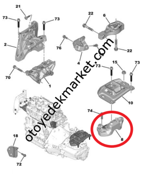 Peugeot 5008 (2017-2024) 1.5 Dizel Sol Motor Kulak Bağlantı Demir Ayağı/Mesnedi (Orijinal)