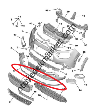 Citroen C3 (2017-2024) Ön Tampon Alt Spoyler Plastiği (İthal)