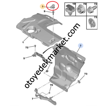 Peugeot 308 (2008-2013) 1.6 Hdi Motor Üst Plastik Kapağı Bağlantı Aparatı (İthal)