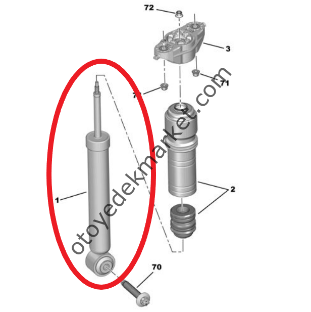 Peugeot 208 (2020-2023) Arka Amortisör (Orijinal)