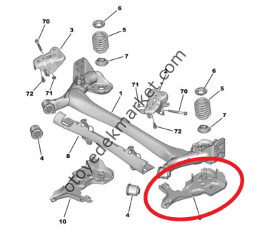 DS3 Crossback (2019-2023) Arka Torsiyon Travers Koruma Bakalit Plastiği, Sol Taraf (Orijinal)