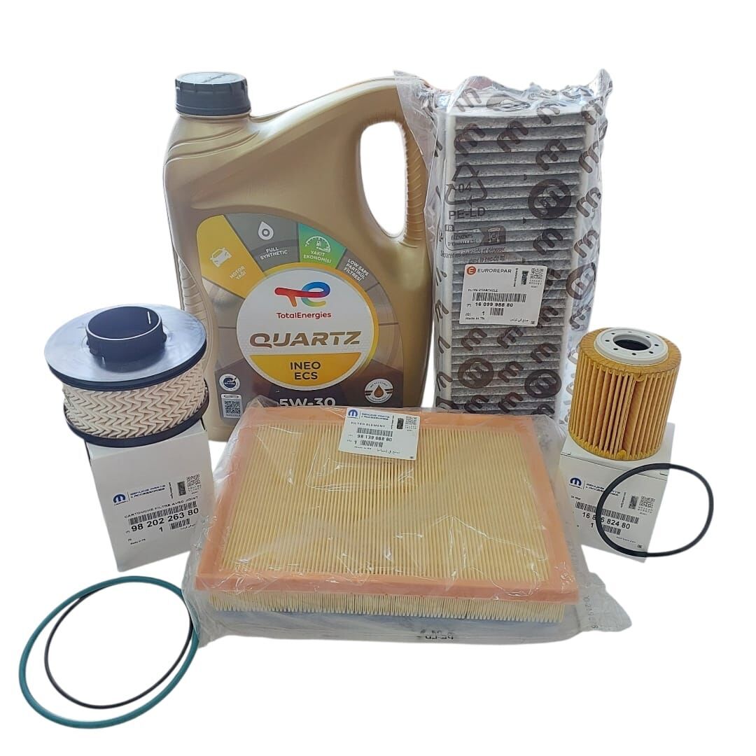 Peugoet 3008 (2018-2024) 1.5 BlueHdi Karbon Polenli Filtre Bakım Seti + 5W30 Yağ (ORİJİNAL)