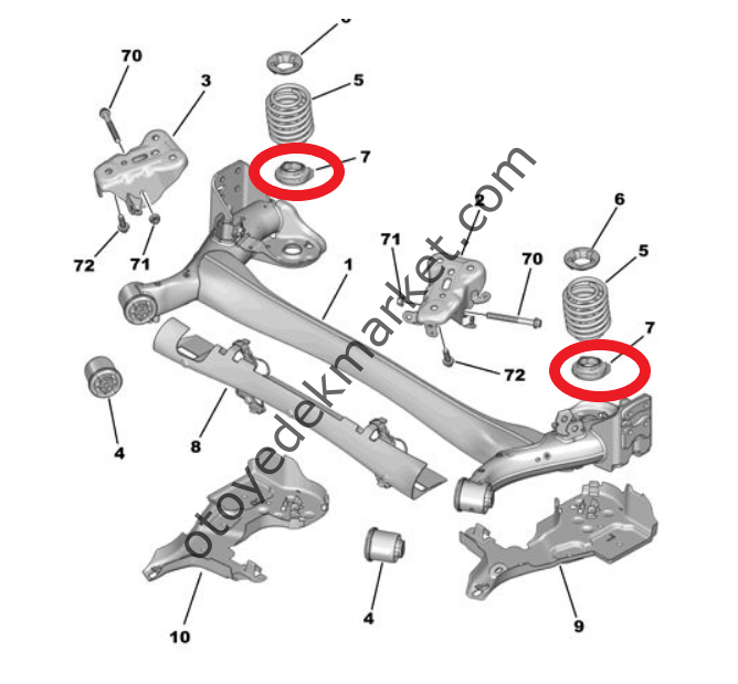 Peugeot 2008 (2020-2024) Arka Helezon Yayı Alt Takozu (Orijinal)