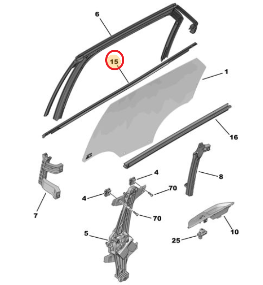 Peugeot 3008 (2017-2024) Sol An Kapı Dış Sıyırıcı Fitili (Orijinal)
