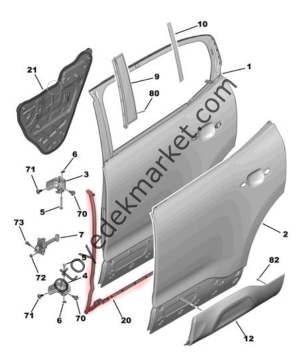 Citroen C5 Aircross (2019-2025) Sağ Arka Kapı Üzerindeki Lastik Fitil (Orijinal)