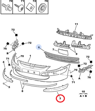 Peugeot 307 (2001-2005) Ön Tampon Köşe Bandı Sol (İthal)