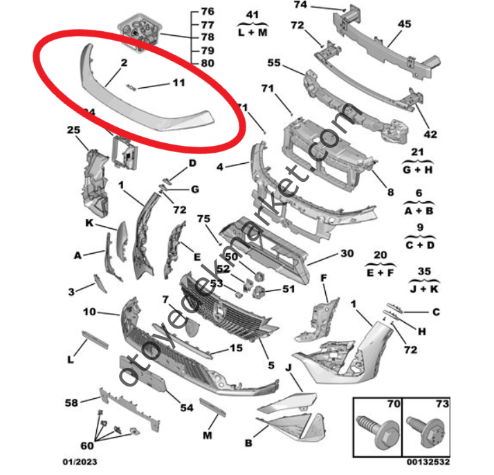 Peugeot 408 (2023-2024) Ön Tampon Üst Parça (Orijinal)