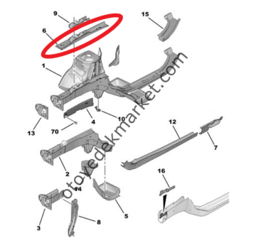 Peugeot 208 (2012-2019) Ön Sağ Şase Kolu Taban Kapak Sacı (Orijinal)