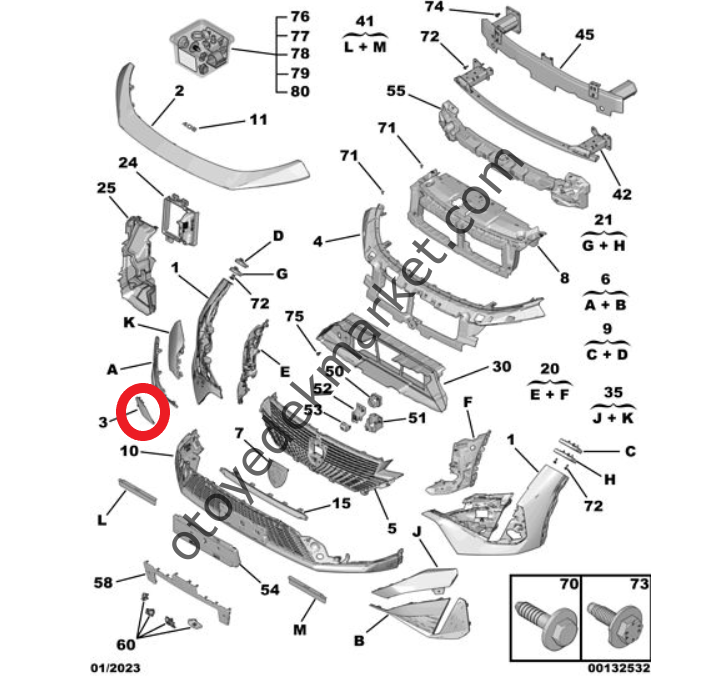 Peugeot 408 (2023-2024) Ön Tampon Çeki Demir Kapağı (Orijinal)