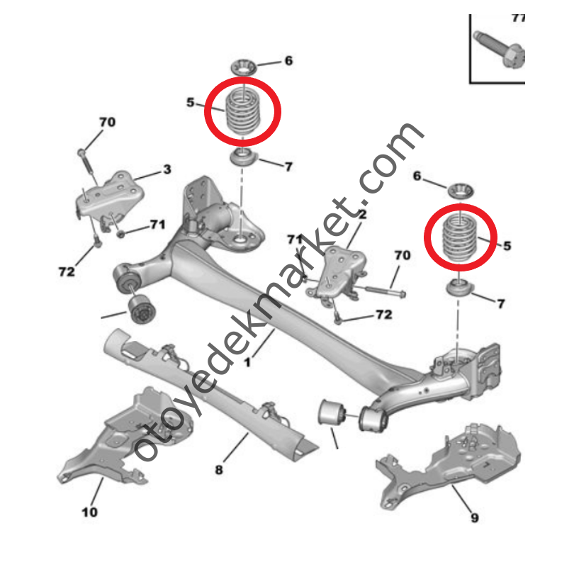 Peugeot 208 (2020-2023) Arka Helezon Yayı (Orijinal)