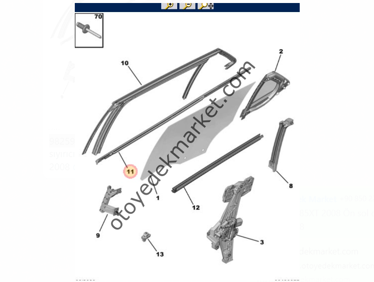 Peugeot 2008 (2020-2023) Arka Sol Cam Dış Sıyırıcı Fitil (Orijinal)