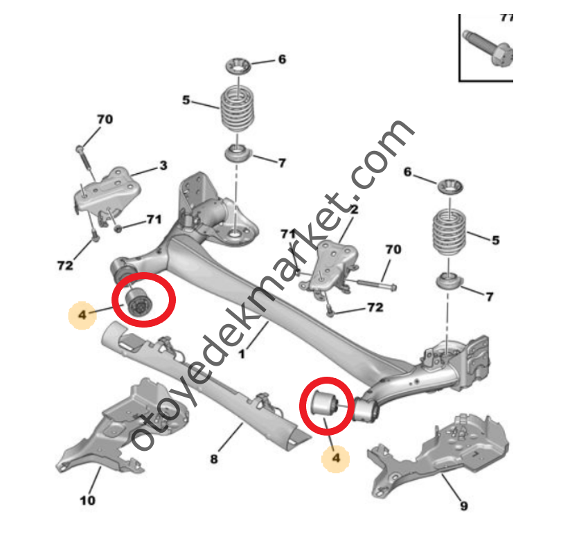 Peugeot 208 (2020-2023) Arka Torsiyon Dingil / Travers Burcu (Orijinal)