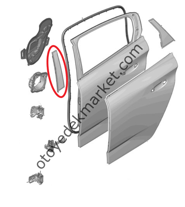 Peugeot 308 (2022-2023) Sol Arka Kapı Direk Bandı (Orijinal)