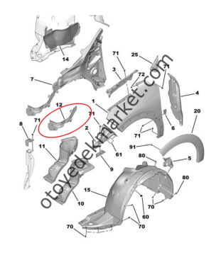 Citroen C3 (2017-2024) Sağ Ön Far Sacı (Orijinal)
