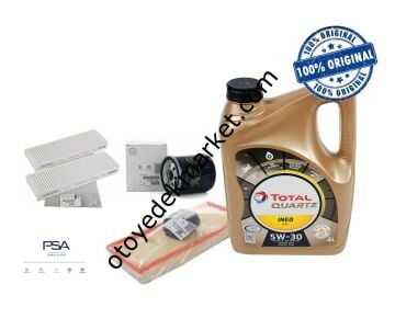 Citroen C3 (2015-2018) 1.2 Benzinli Filtre Bakım Seti (Orijinal)+ 5W30 Motor Yağ