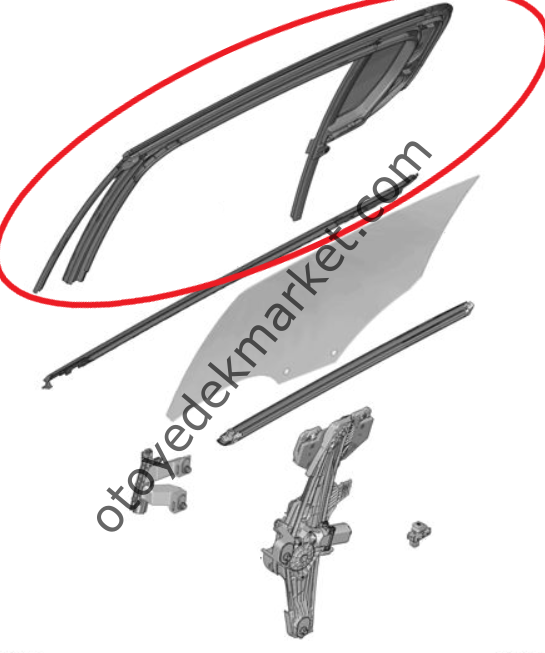 Peugeot 308 (2022-2023) Sağ Arka Kapı Cam Çerçeve Lastiği (Orijinal)