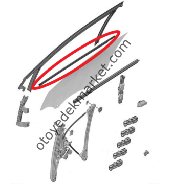 Citroen C5 Aircross (2019-2025) Sağ Ön Kapı Cam Dış Alt Sıyırıcı Fitil Lastiği (Orijinal)