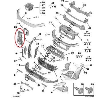 Peugeot 408 (2023-2024) Ön Tampon Arka Havalandırma Kanalı (Orijinal)