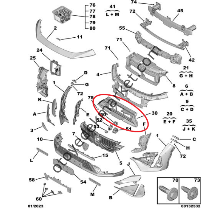 Peugeot 408 (2023-2024) Ön Tampon Orta Havalandırma Kanalı (Orijinal)