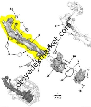 Peugeot Rifter (2018-2025) 1.5 BlueHDI Devirdaim Borusu Su Kollektörü (Orijinal)