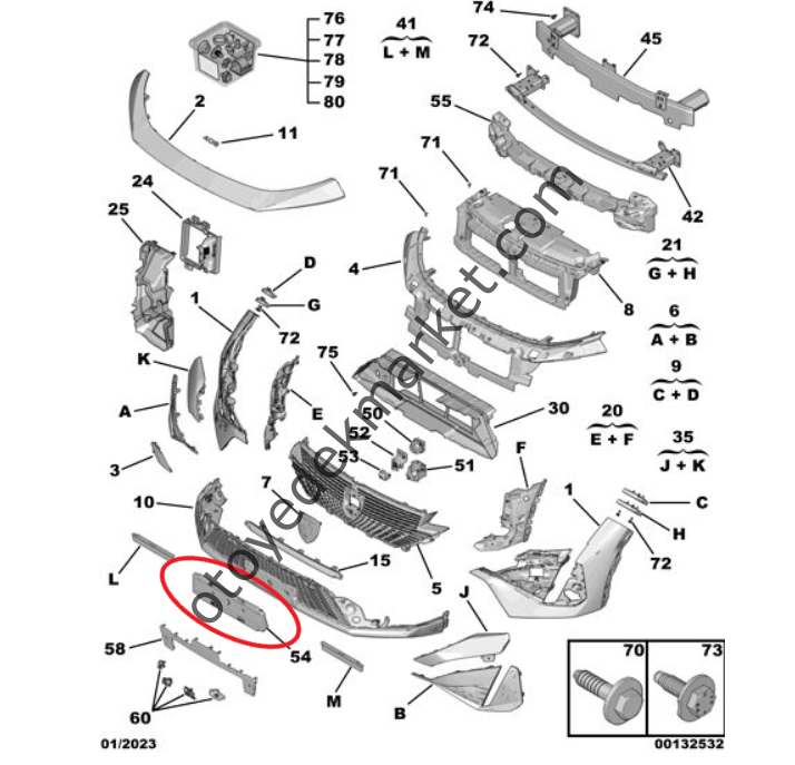 Peugeot 408 (2023-2024) Ön Plaka Altlığı (Orijinal)