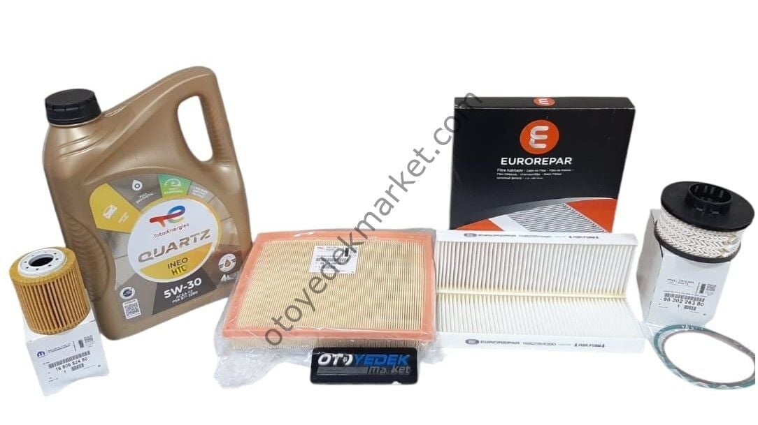Peugeot 301 (2018-2023) 1.5 Blue Hdi Filtre Bakım Seti + 5w30 Htc Yağ (Orijinal)