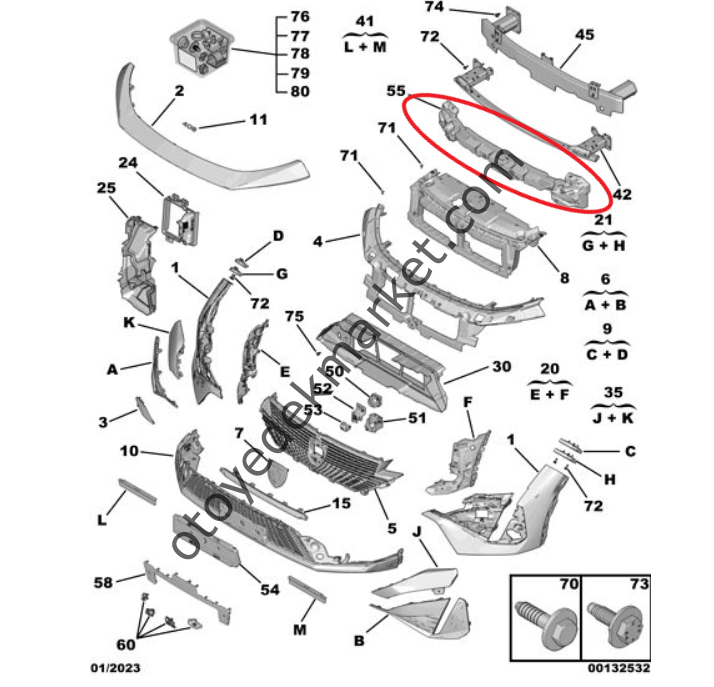 Peugeot 408 (2023-2024) Ön Tampon Darbe Emici (Orijinal)