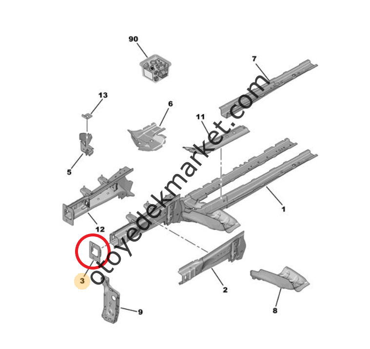Citroen Berlingo (2018-2024) Sağ Şase Uç Sacı (Orijinal)