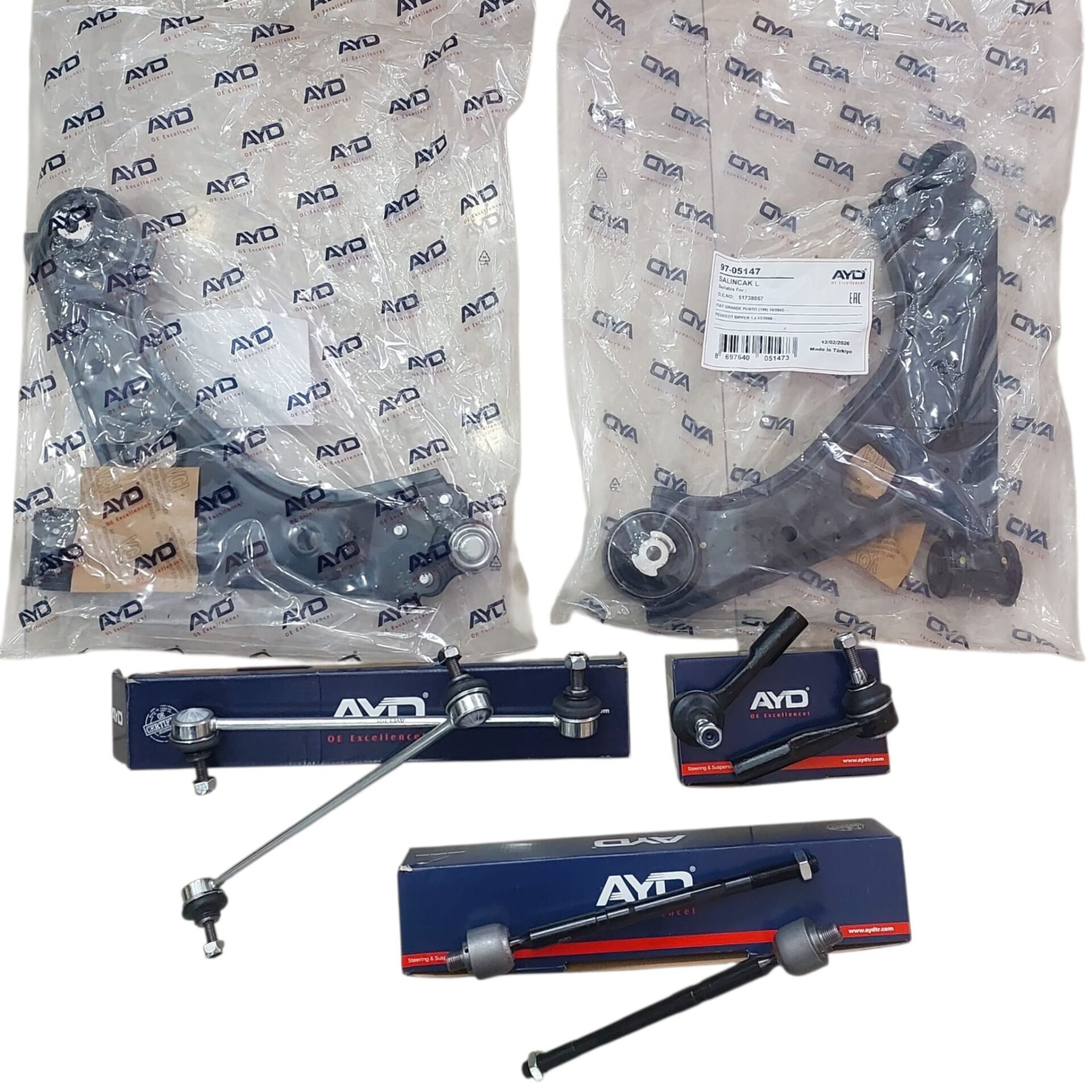 Peugeot Bipper (2007-2017) Ön Takım Seti (Ayd) 2 Salıncak Komple 2 Rot Mili 2 Rot Başı 2 Z Rot (İthal)