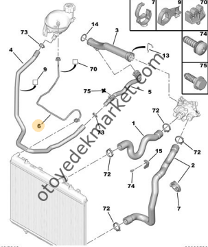 PEUGEOT 308 1,6 BENZİNLİ YEDEK SU DEPO ÜST HORTUMU (ORJİNAL)