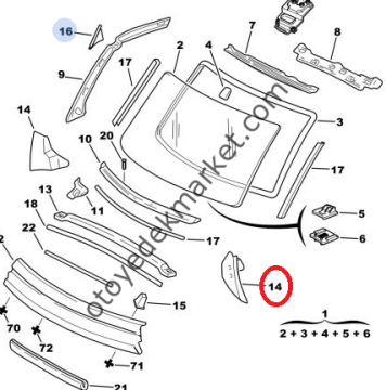 BOXER 1998-2002 ÖN CAM IZGARA KÖŞESİ SOL (ORJİNAL)