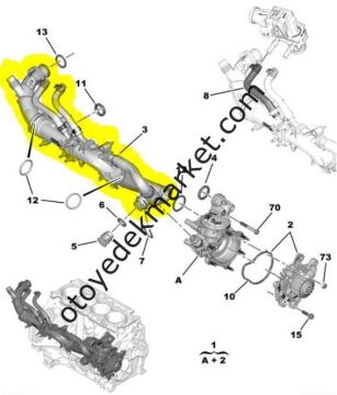 Peugeot 208 (2019-2020) 1.5 BlueHdi Devirdaim Borusu Su Kollektörü (Orijinal)