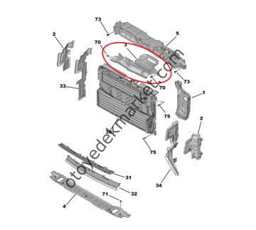 Peugeot 408 (2023-2024) Ön Panel Radyatör Hava Yönlendirme Üst Plastik Bakaliti (Orijinal)