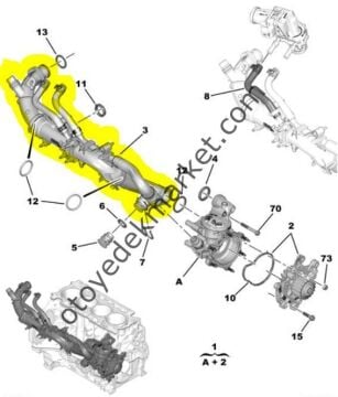 Citroen C-Elysee (2018-2025) 1.5 BlueHDİ Devirdaim Borusu Su Kollektörü (Orijinal)