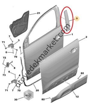 Citroen C5 Aircross (2019-2025) Sol Ön Kapı Direk Kaplama Bakaliti (Orijinal)
