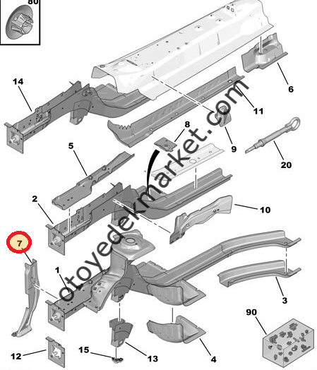 CİTROEN C-ELYSEE SAĞ ŞASE UCU (ORİJİNAL)