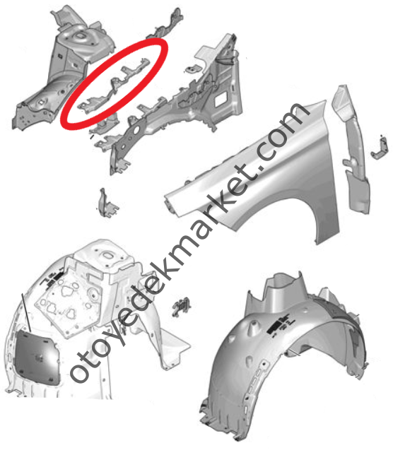 Peugeot 408 (2023-2024) Sağ Ön Çamurluk Üst Bağlantı Sacı (Orijinal)