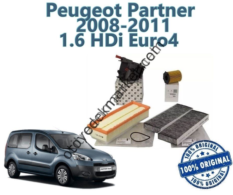 Peugeot Partner (2009-2012) 1.6 HDI Euro4 Filtre Bakım Seti (Orijinal)