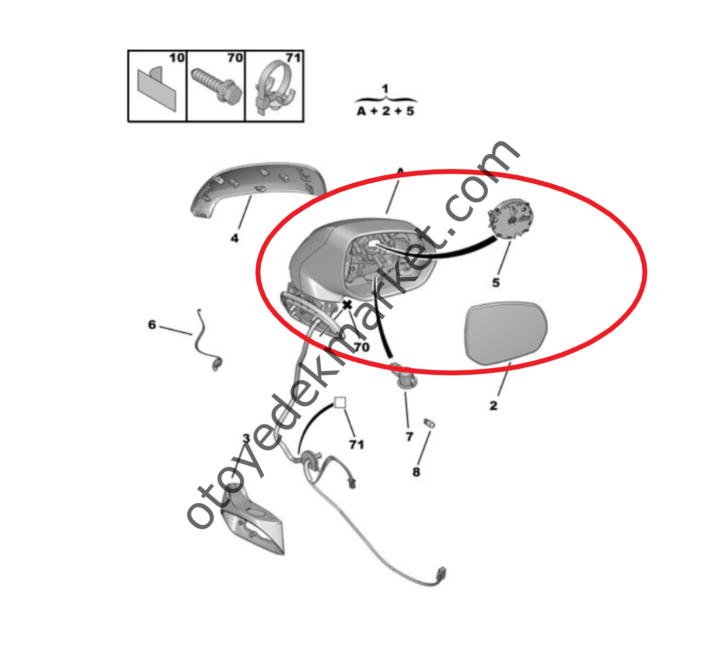 Citroen C4 Picasso (2006-2013) Sağ Ön Dikiz Aynası (Orijinal)