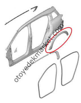 Citroen C5 Aircross (2019-2025) Sağ Arka Çamurluk Dodik Plastiği (Orijinal)