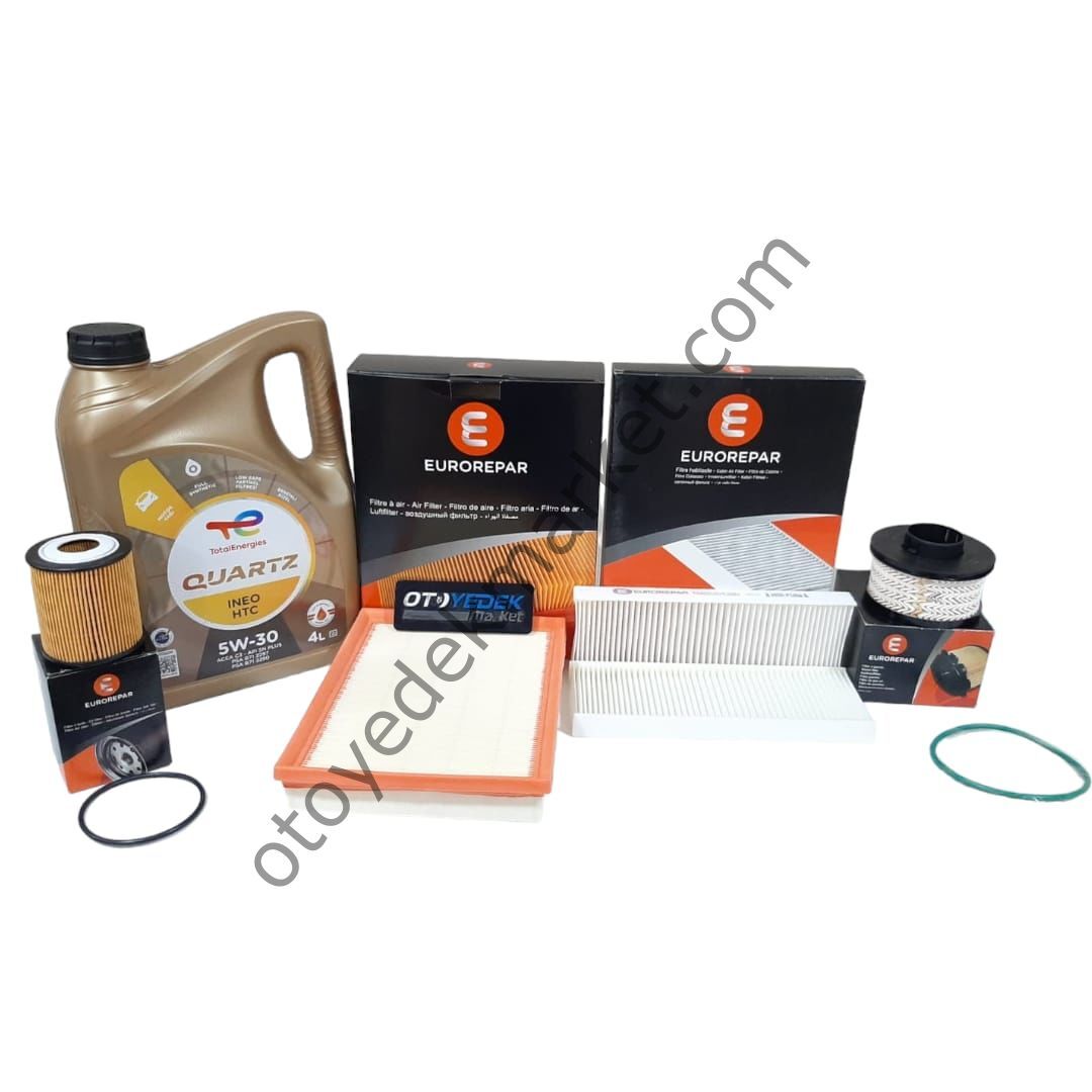 Peugeot 301 (2018-2024) 1.5 Blue Hdi Filtre Bakım Seti + 5w30 HTC yağ (Orijinal Eureopar)