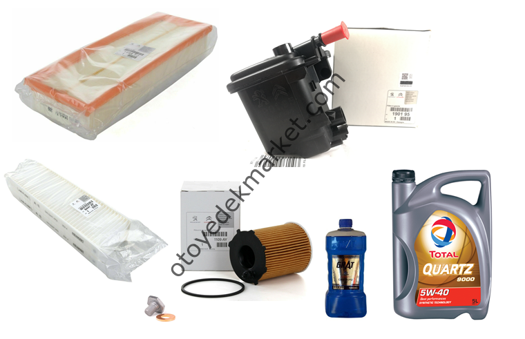 CİTROEN BERLİNGO (2008-2011) 1,6 HDI FİLTRE SETİ + 5W40 YAĞ (Orjinal)