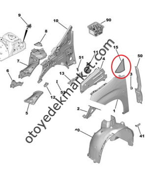 Citroen Berlingo (2019-2024) Sol Ön Çamurluk Üçgen Plastik Çıtası (Orijinal)
