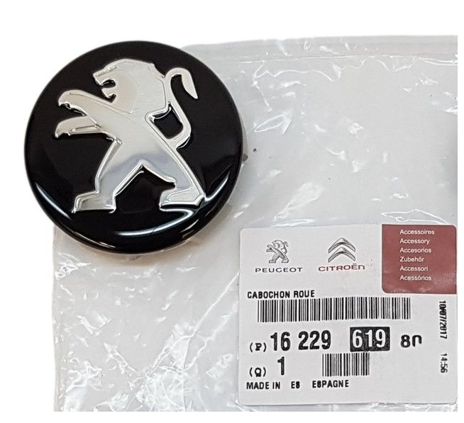 Peugeot 208 (2012-2020) Jant Göbek Arması Siyah (Orijinal)