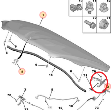 CİTROEN C-ELYSEE SAĞ MOTOR KAPUT MENTEŞESİ