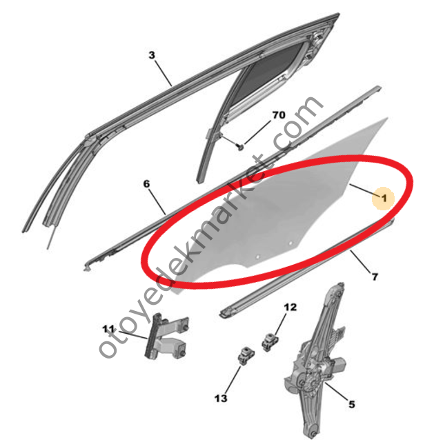 Peugeot 408 (2023-2025) Sol Arka Kapı Camı (Orijinal)